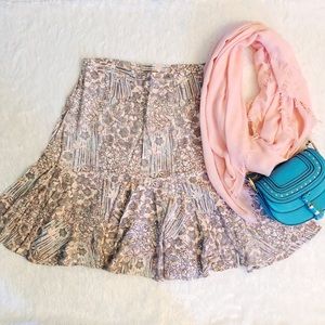 Vintage Floral Flare Skirt - hearts of palm - Size 14